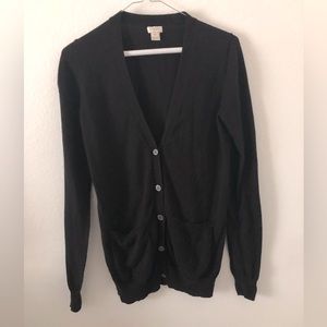 J Crew Black Cardigan With Front Pockets